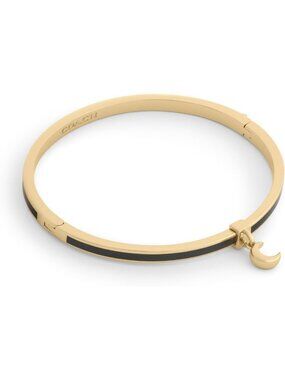 Celestial Moon Charm Enamel Bangle Bracelet - Elegant Jewelry Gift for Her